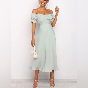 Petal & Pup Mint Puff-Sleeve Midi Dress